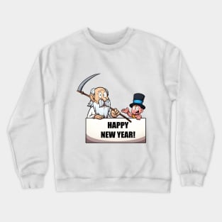 Father Time And New Year’s Baby With Sign Crewneck Sweatshirt